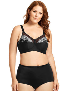 Embroidered Microfiber Soft cup ELILA BRA Black & Silver Style: 1301